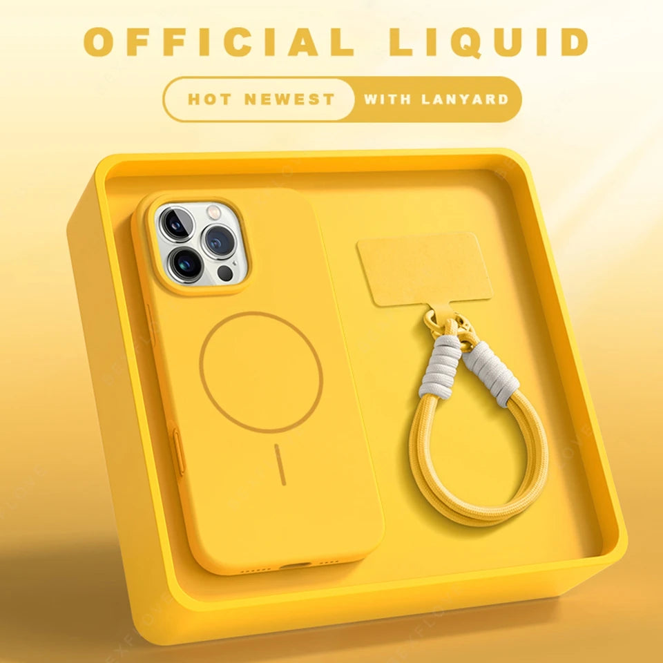 Lanyard Liquid Silicone Phone Case For iPhone
