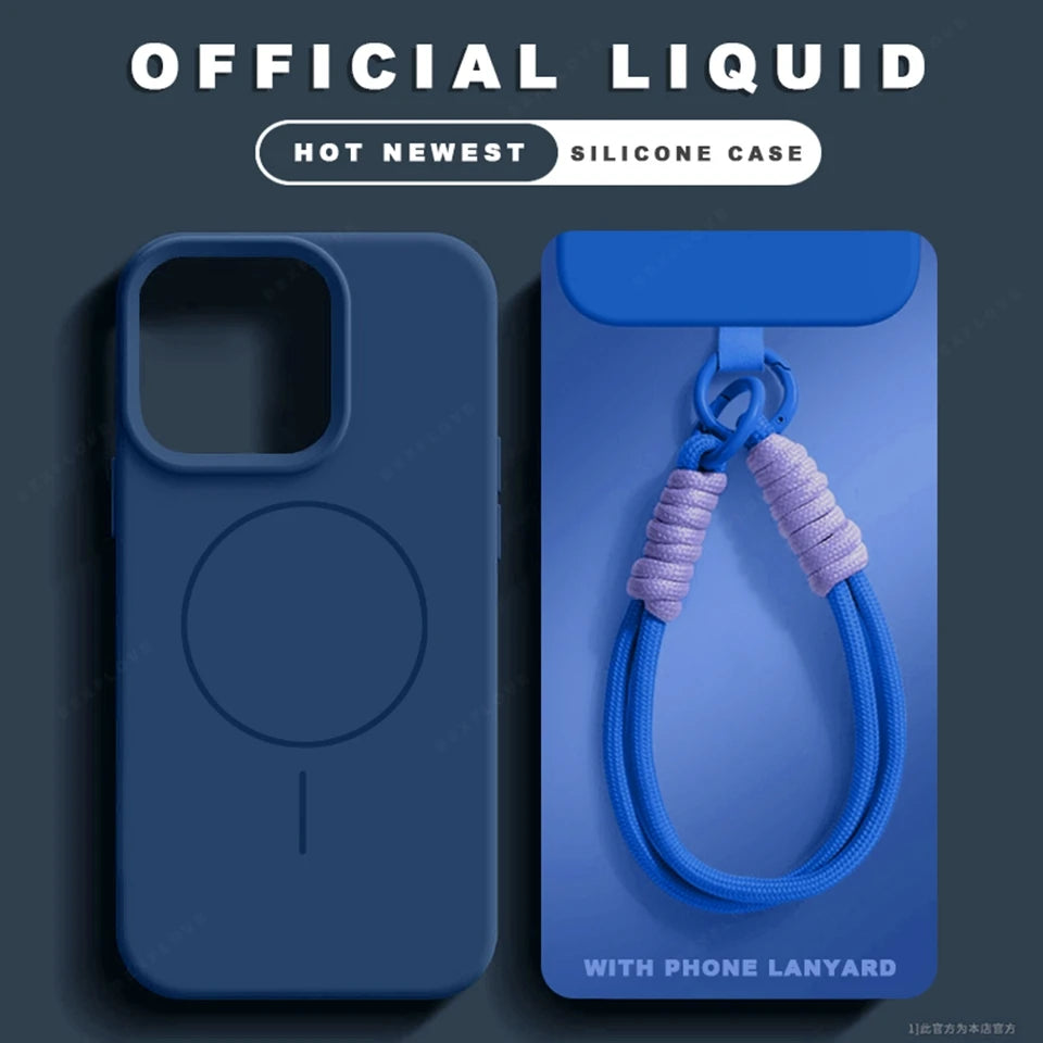 Lanyard Liquid Silicone Phone Case For iPhone