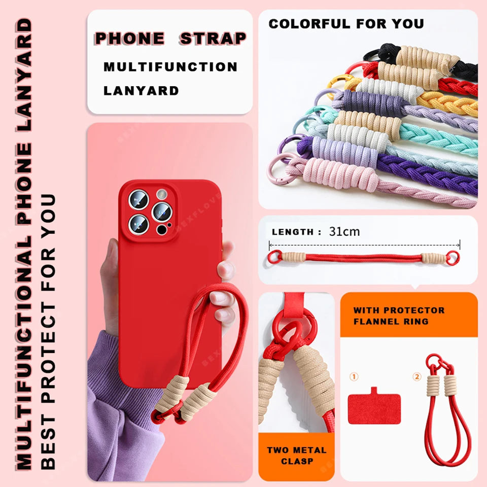 Lanyard Liquid Silicone Phone Case For iPhone