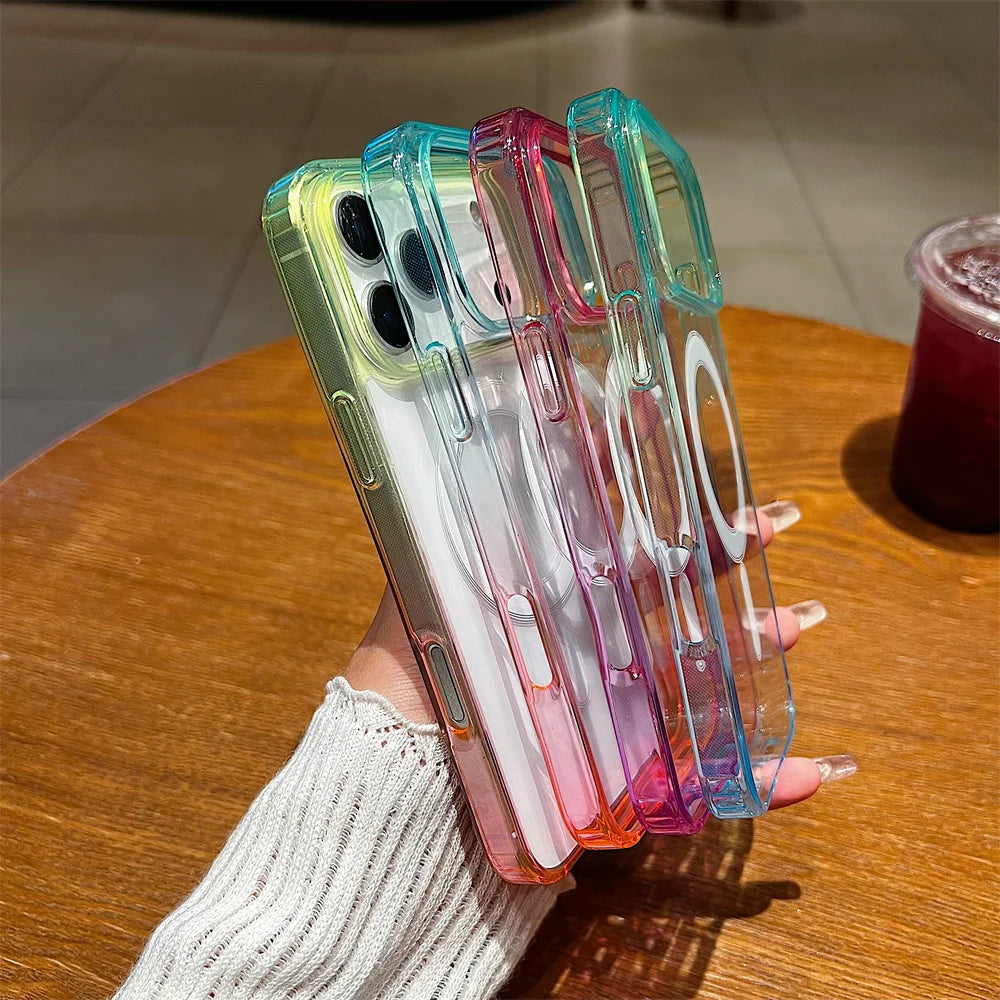 Gradient Colorful for Magsafe Magnetic Phone Case for IPhone 17 Air 16E 15 14 Plus 13Mini 12 11 Pro Max Wireless Charge Cover