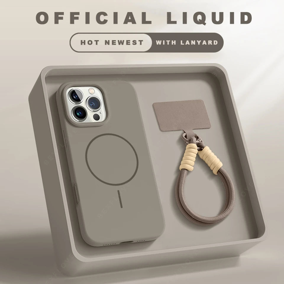 Lanyard Liquid Silicone Phone Case For iPhone