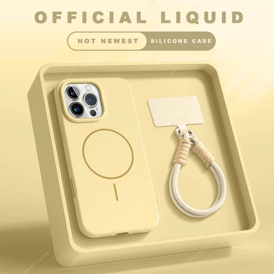 Lanyard Liquid Silicone Phone Case For iPhone