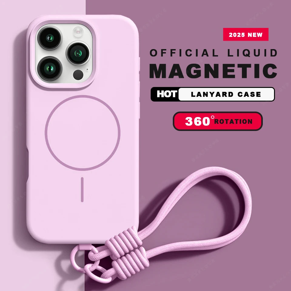 Lanyard Liquid Silicone Phone Case For iPhone