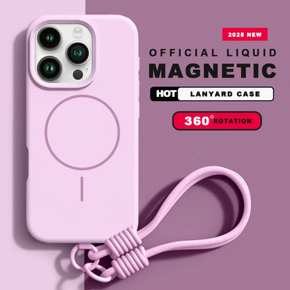 Lanyard Liquid Silicone Phone Case For iPhone