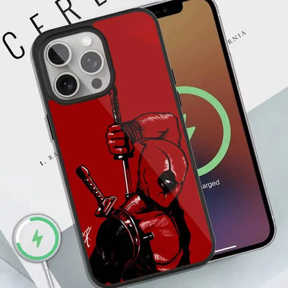 Deadpool Red Phone Case For Magnetic Wireless Charge Cover For Iphone