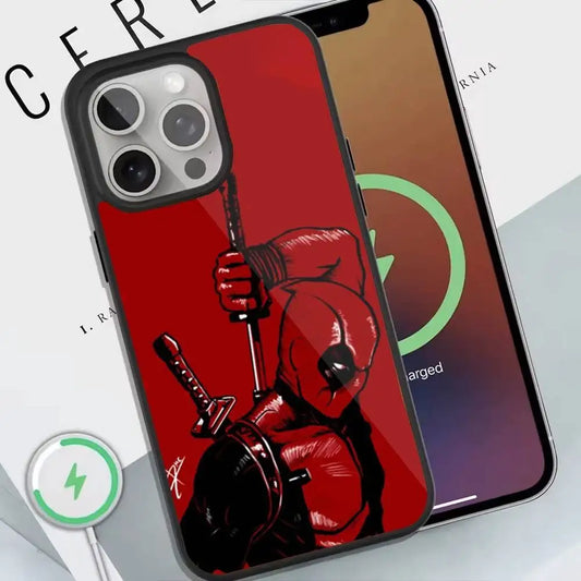 Deadpool Red Phone Case For Magnetic Wireless Charge Cover For Iphone