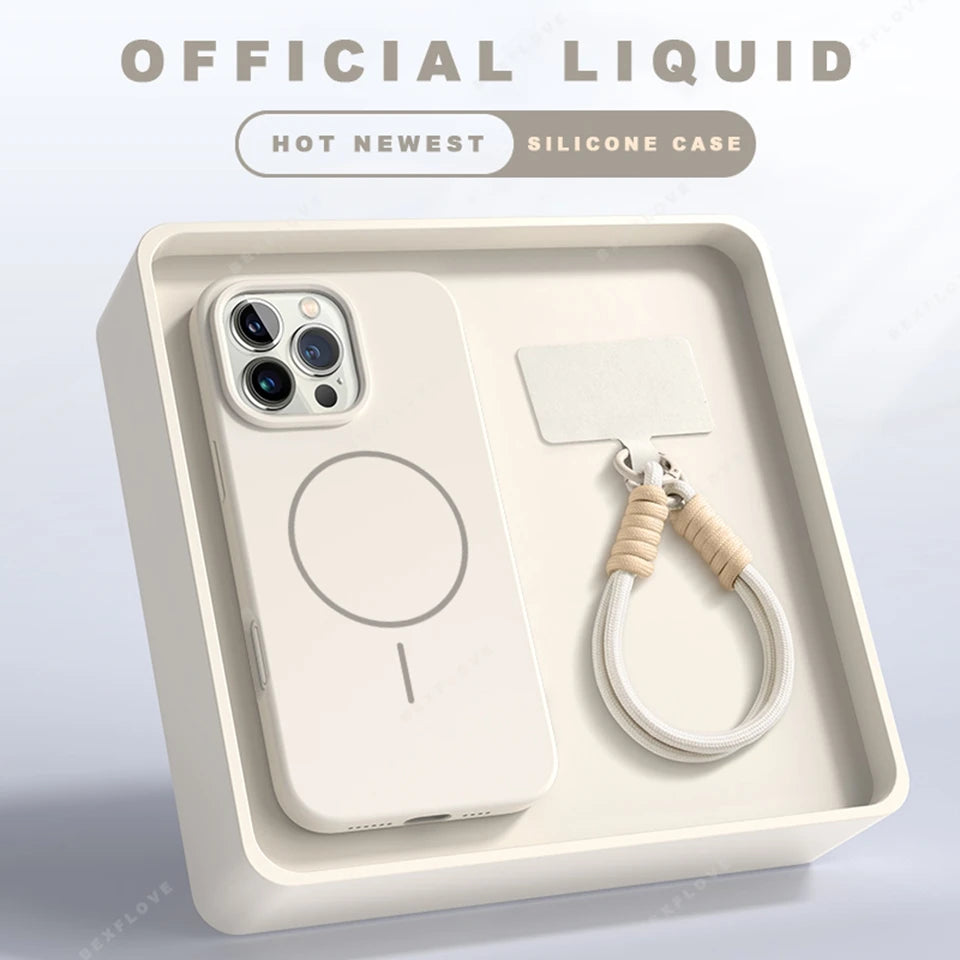 Lanyard Liquid Silicone Phone Case For iPhone