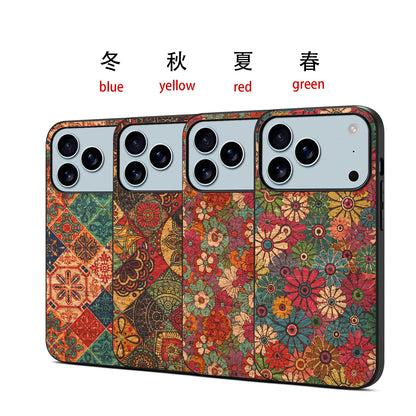 iPhone 17 Pro, Promax Luxury Retro Flower Pattern Leather Case