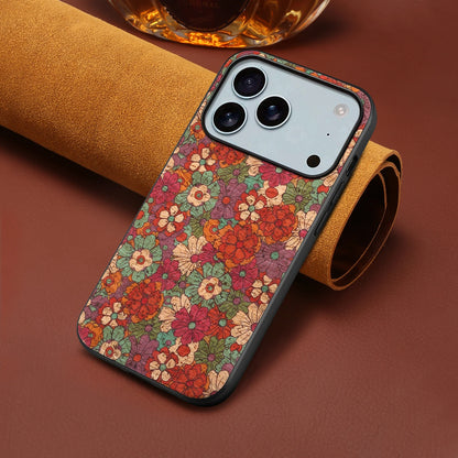 iPhone 17 Pro, Promax Luxury Retro Flower Pattern Leather Case