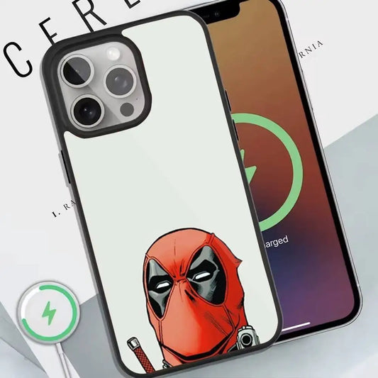 Deadpool Red Phone Case For Magnetic Wireless Charge Cover For Iphone