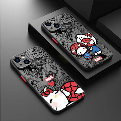 Marvel Spiderman Hello Kitty Cover Phone Case for iPhone