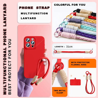 Lanyard Liquid Silicone Phone Case For iPhone