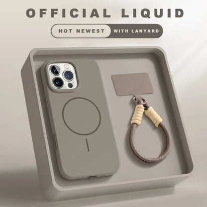 Lanyard Liquid Silicone Phone Case For iPhone