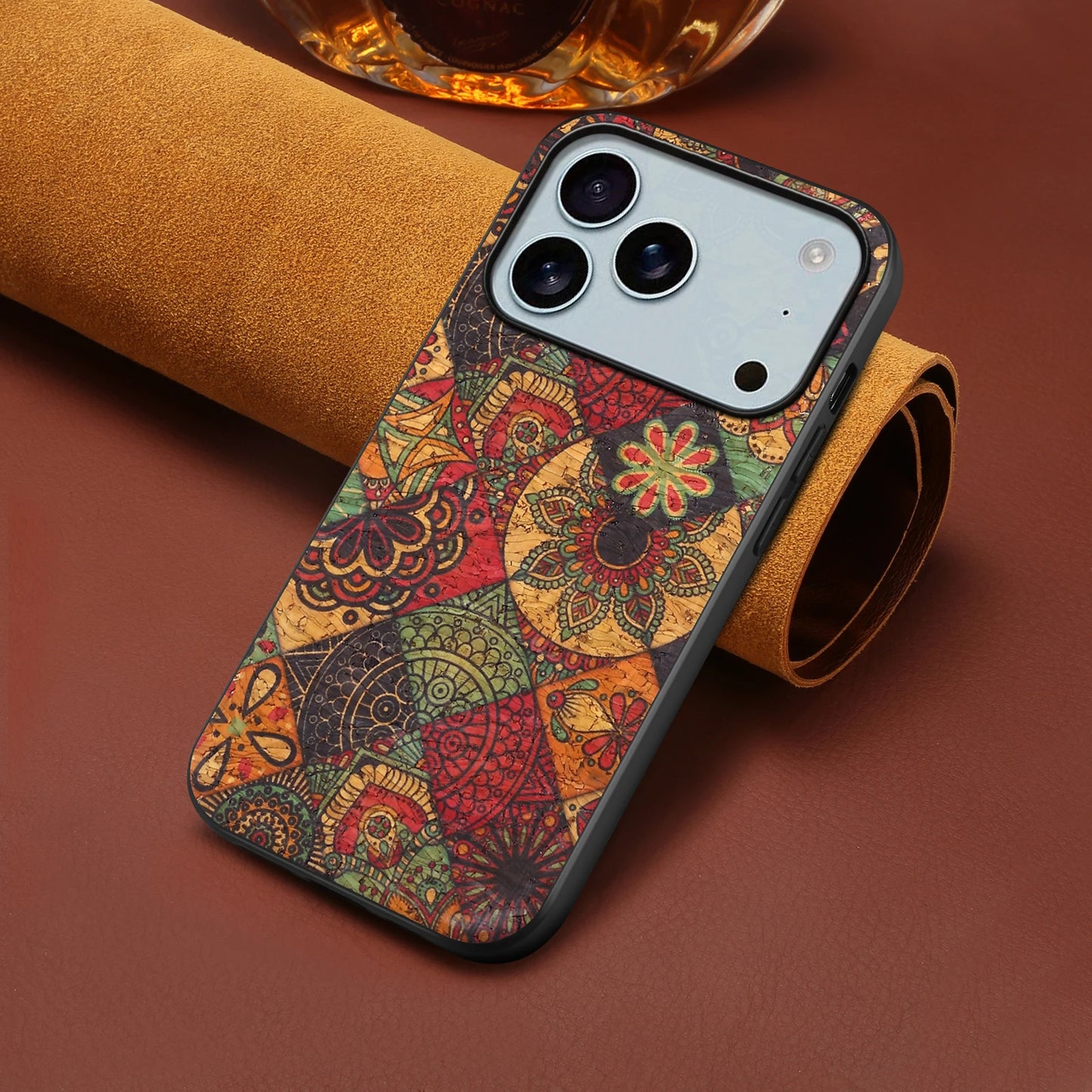 iPhone 17 Pro, Promax Luxury Retro Flower Pattern Leather Case