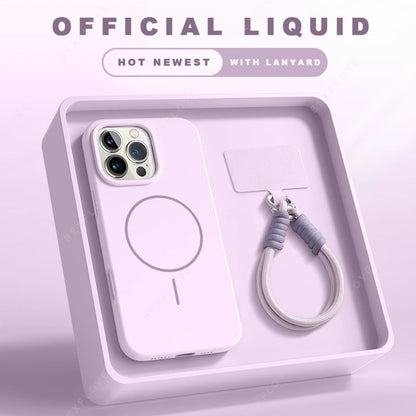 Lanyard Liquid Silicone Phone Case For iPhone