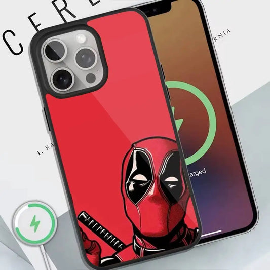 Deadpool Red Phone Case For Magnetic Wireless Charge Cover For Iphone