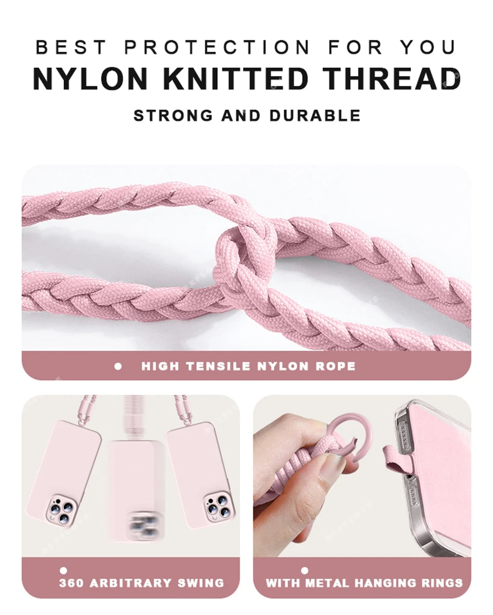 Lanyard Liquid Silicone Phone Case For iPhone