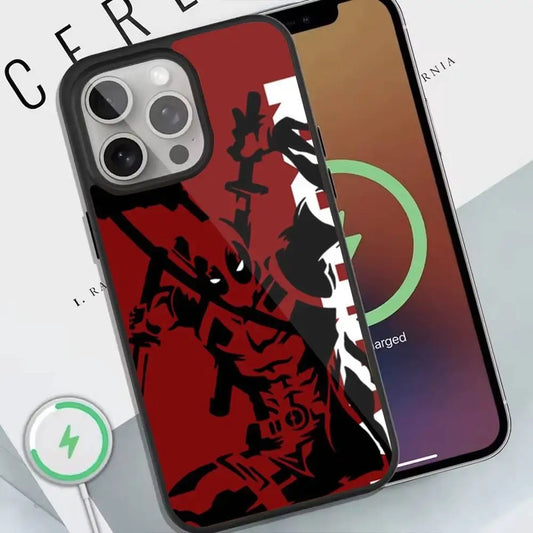 Deadpool Red Phone Case For Magnetic Wireless Charge Cover For Iphone