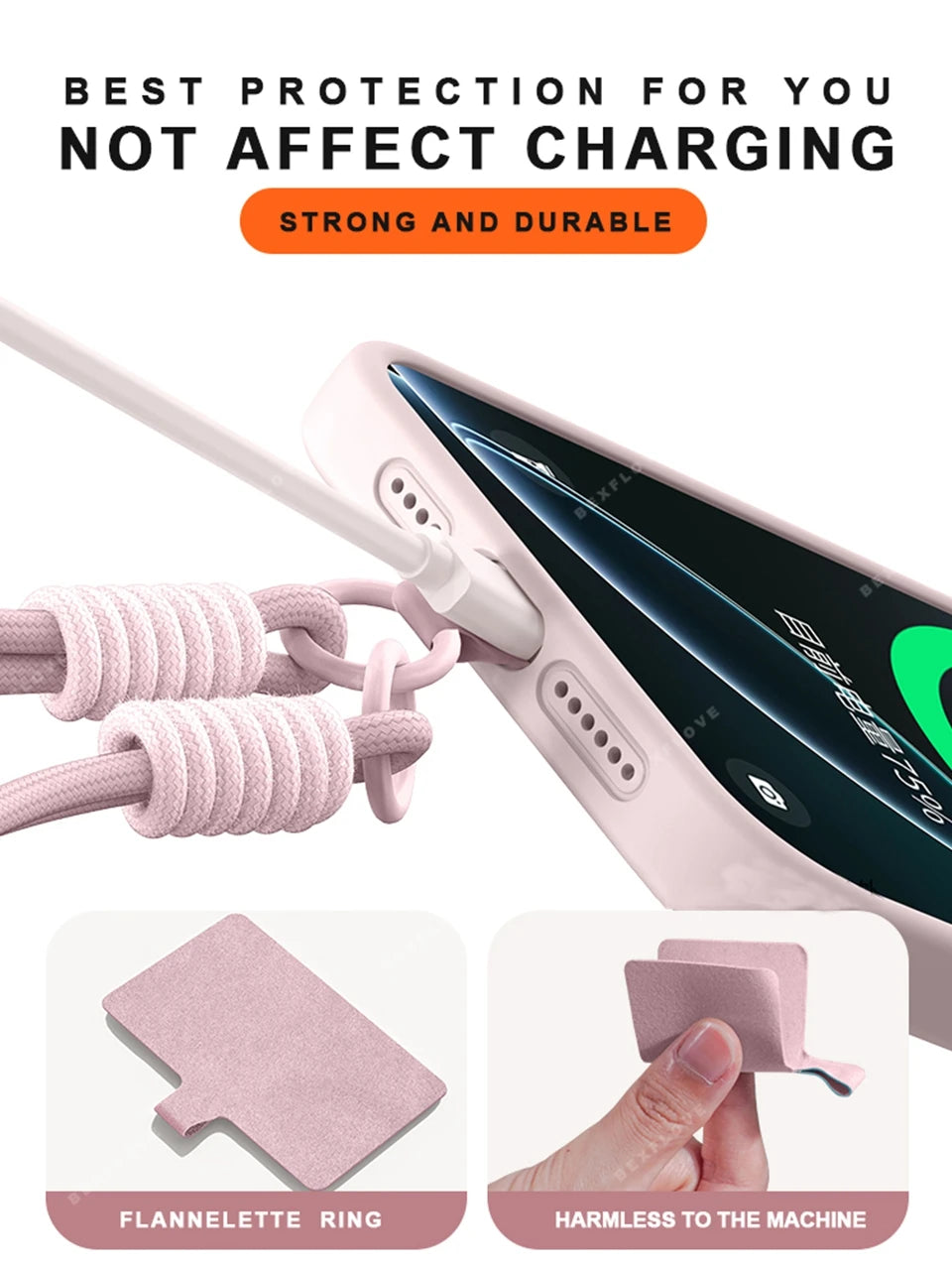 Lanyard Liquid Silicone Phone Case For iPhone