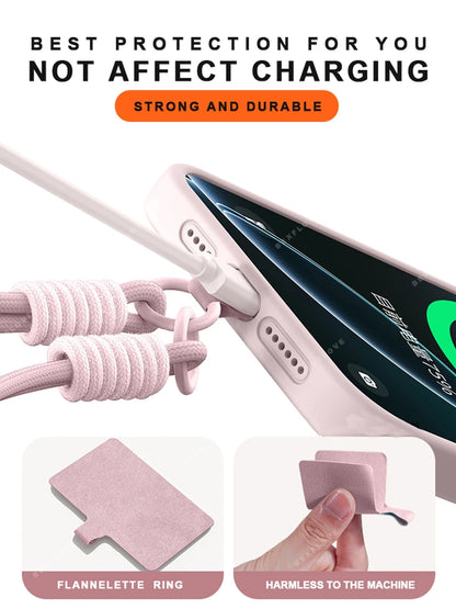 Lanyard Liquid Silicone Phone Case For iPhone