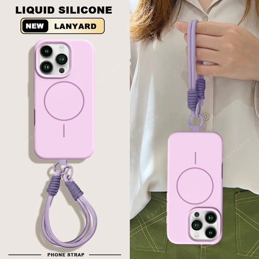 Lanyard Liquid Silicone Phone Case For iPhone