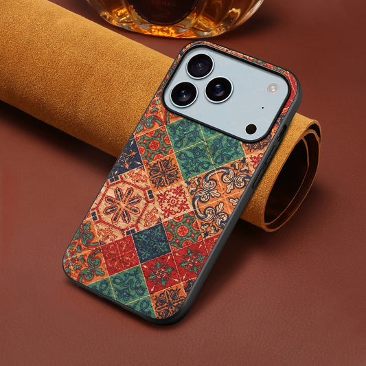 iPhone 17 Pro, Promax Luxury Retro Flower Pattern Leather Case