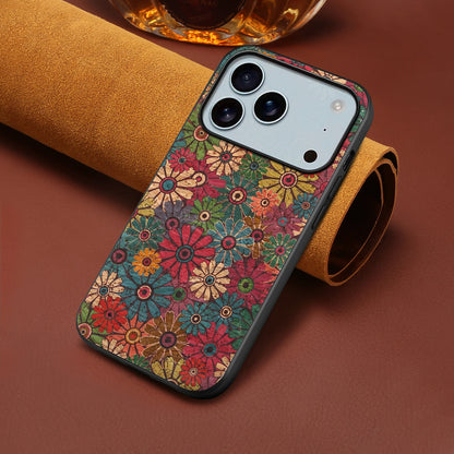 iPhone 17 Pro, Promax Luxury Retro Flower Pattern Leather Case