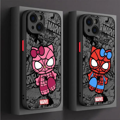 Marvel Spiderman Hello Kitty Cover Phone Case for iPhone