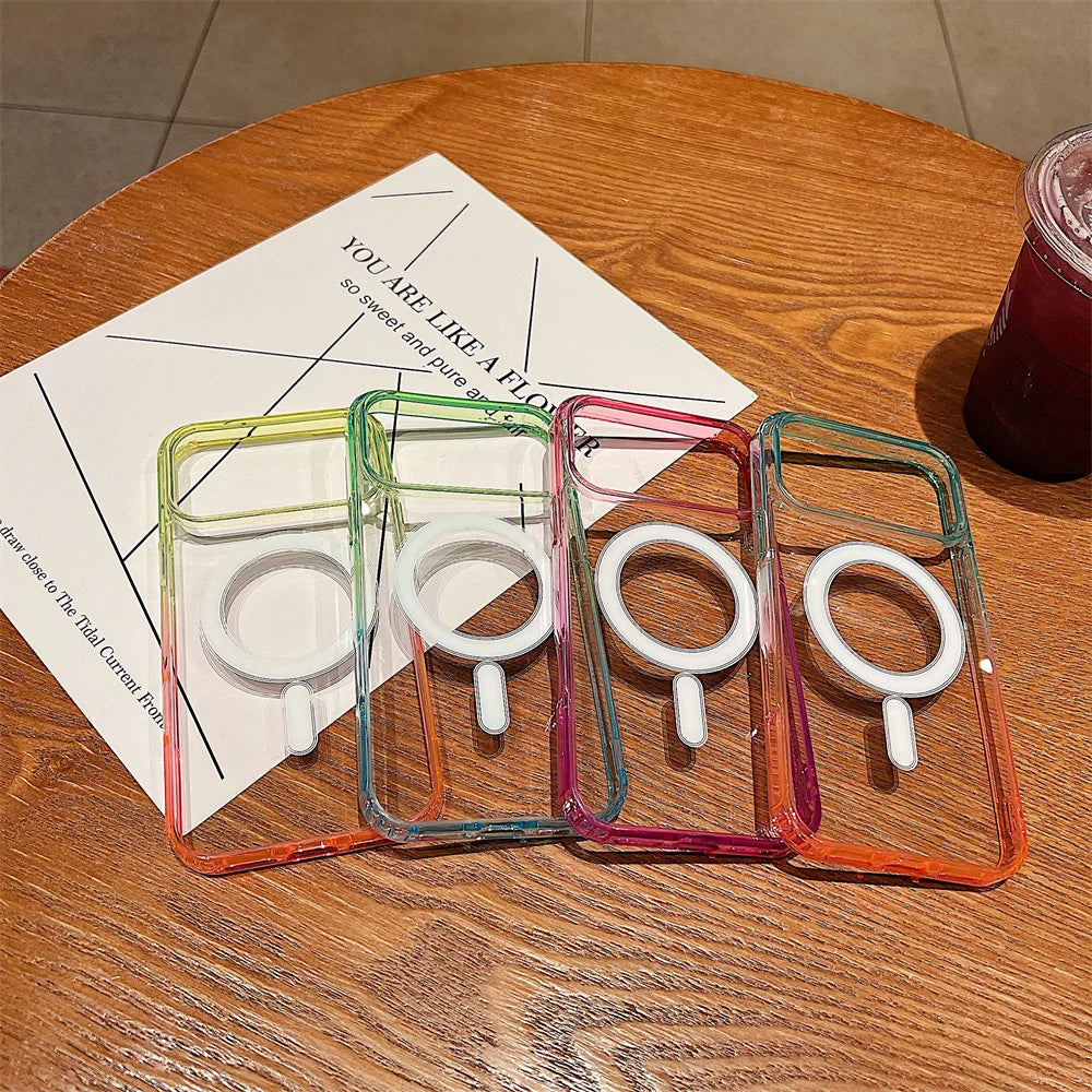 Gradient Colorful for Magsafe Magnetic Phone Case for IPhone 17 Air 16E 15 14 Plus 13Mini 12 11 Pro Max Wireless Charge Cover